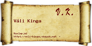 Váli Kinga névjegykártya